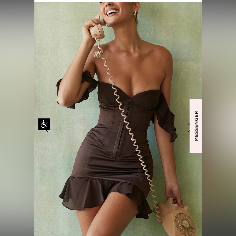 DIONNE- ESPRESSO RUFFLE CORSET MINI DRESS